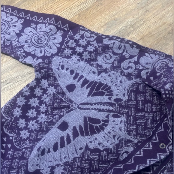 Free People Butterfly Jacquard Shirt / Jacket Purple Size Large - Picture 9 of 16